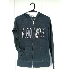 Victoria's secret "love" floral logo grey full zip